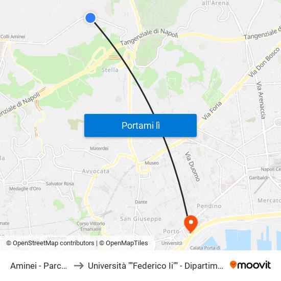 Aminei - Parco Matteotti to Università ""Federico Ii"" - Dipartimento Di Giurisprudenza map