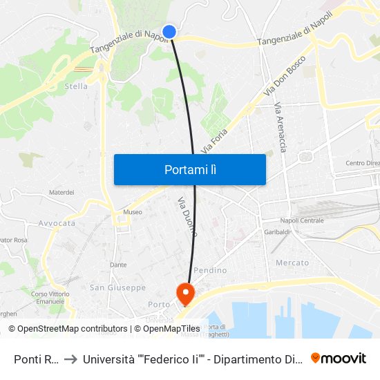 Ponti Rossi to Università ""Federico Ii"" - Dipartimento Di Giurisprudenza map