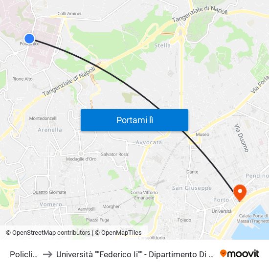 Policlinico to Università ""Federico Ii"" - Dipartimento Di Giurisprudenza map