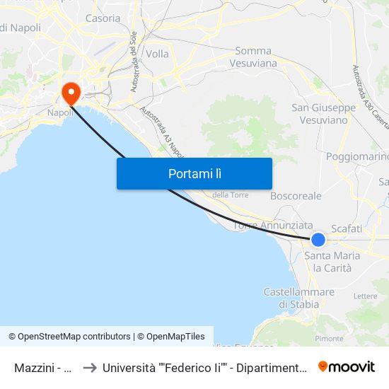 Mazzini - Morese to Università ""Federico Ii"" - Dipartimento Di Giurisprudenza map