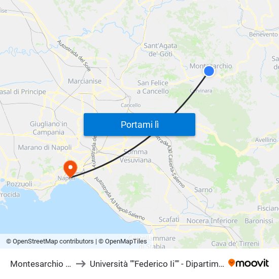 Montesarchio - Via Napoli to Università ""Federico Ii"" - Dipartimento Di Giurisprudenza map