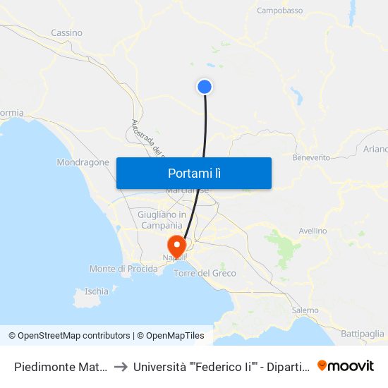 Piedimonte Matese - Terminal to Università ""Federico Ii"" - Dipartimento Di Giurisprudenza map