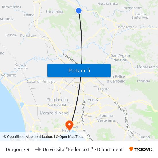Dragoni - Rotonda to Università ""Federico Ii"" - Dipartimento Di Giurisprudenza map