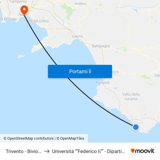 Trivento - Bivio Mingardina to Università ""Federico Ii"" - Dipartimento Di Giurisprudenza map