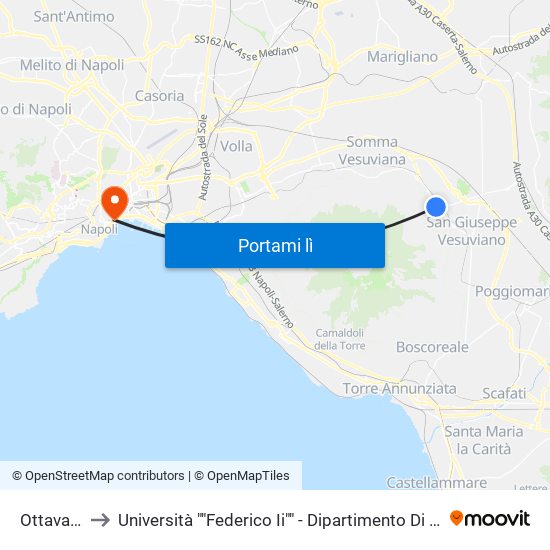 Ottavaiano to Università ""Federico Ii"" - Dipartimento Di Giurisprudenza map
