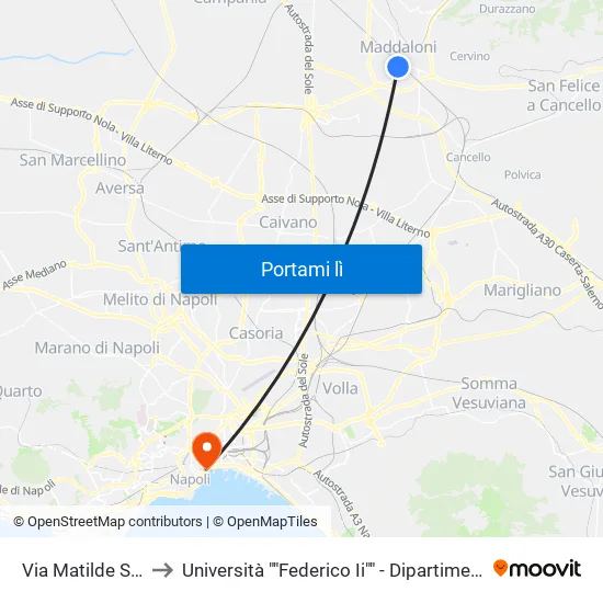 Via Matilde Serao, 313 to Università ""Federico Ii"" - Dipartimento Di Giurisprudenza map