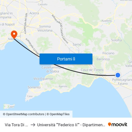 Via Tora Di Filetta, 3 to Università ""Federico Ii"" - Dipartimento Di Giurisprudenza map