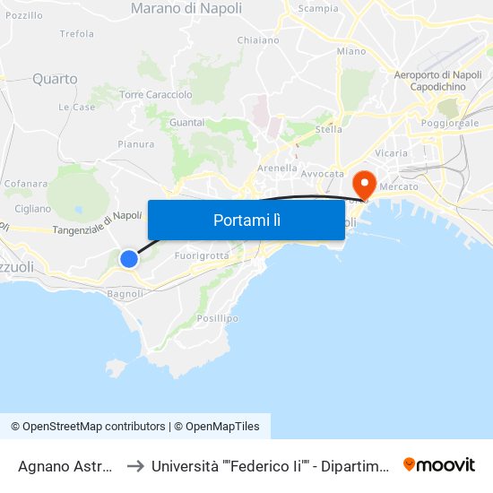 Agnano Astroni - Terme to Università ""Federico Ii"" - Dipartimento Di Giurisprudenza map