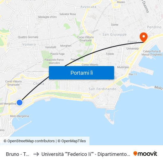 Bruno - Torretta to Università ""Federico Ii"" - Dipartimento Di Giurisprudenza map