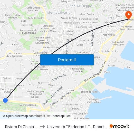 Riviera Di Chiaia - San Pasquale to Università ""Federico Ii"" - Dipartimento Di Giurisprudenza map