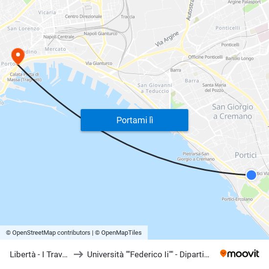 Libertà - I Traversa Libertà to Università ""Federico Ii"" - Dipartimento Di Giurisprudenza map