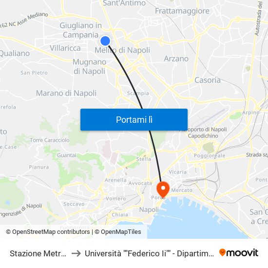 Stazione Metrocampania to Università ""Federico Ii"" - Dipartimento Di Giurisprudenza map