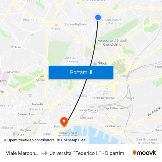 Viale Marconi - Civ. 247 to Università ""Federico Ii"" - Dipartimento Di Giurisprudenza map