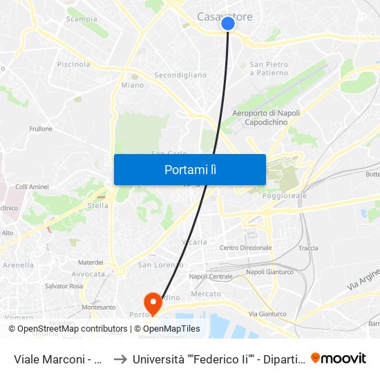 Viale Marconi - Rif. Civico N°88 to Università ""Federico Ii"" - Dipartimento Di Giurisprudenza map