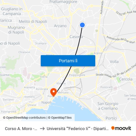 Corso A. Moro - Rif. Terminale to Università ""Federico Ii"" - Dipartimento Di Giurisprudenza map