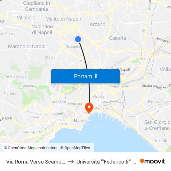 Via Roma Verso Scampia - Rif. Di Fronte Civico N° 138a to Università ""Federico Ii"" - Dipartimento Di Giurisprudenza map