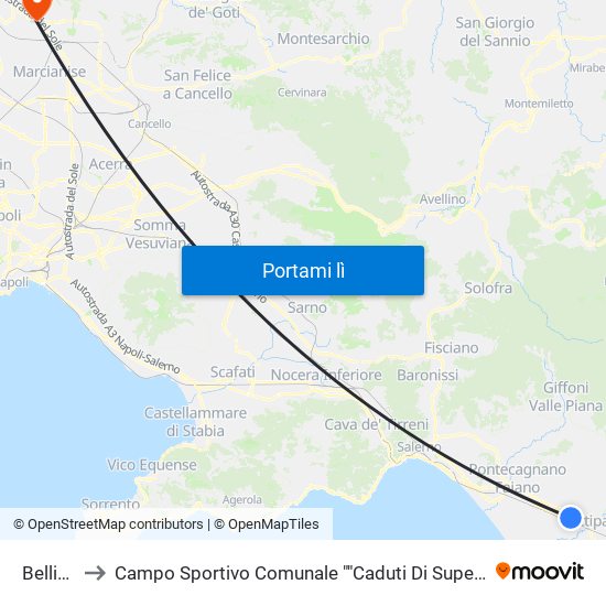 Bellizzi to Campo Sportivo Comunale ""Caduti Di Superga"" map