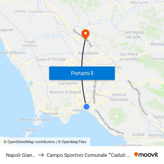 Napoli Gianturco to Campo Sportivo Comunale ""Caduti Di Superga"" map