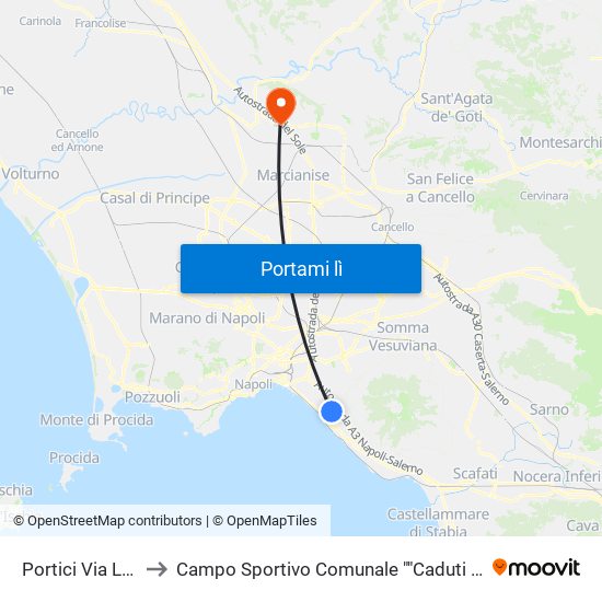 Portici Via Libertà to Campo Sportivo Comunale ""Caduti Di Superga"" map