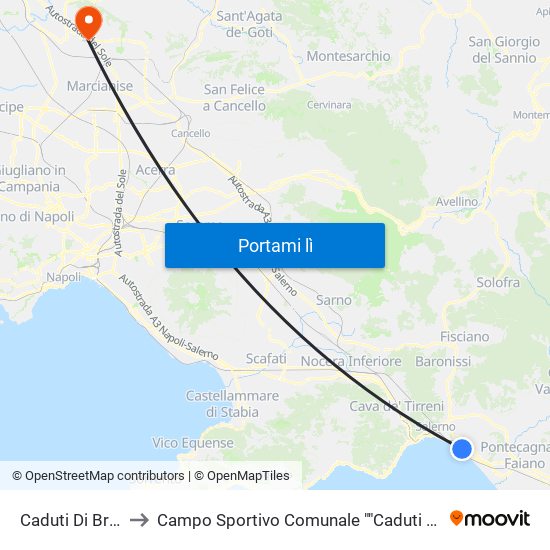 Caduti Di Brescia to Campo Sportivo Comunale ""Caduti Di Superga"" map