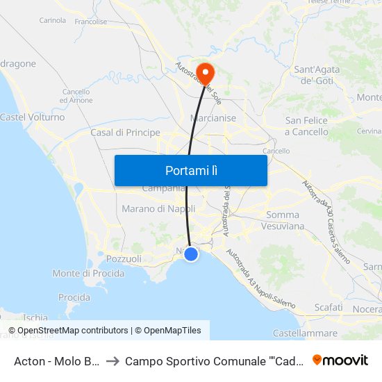 Acton - Molo Beverello to Campo Sportivo Comunale ""Caduti Di Superga"" map