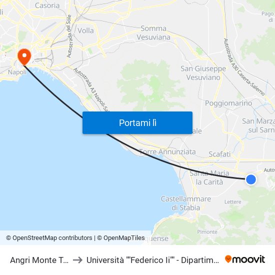 Angri Monte Taccaro (Liceo) to Università ""Federico Ii"" - Dipartimento Di Scienze Politiche (Disp) map