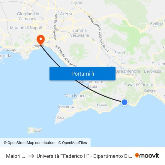 Maiori Centro to Università ""Federico Ii"" - Dipartimento Di Scienze Politiche (Disp) map