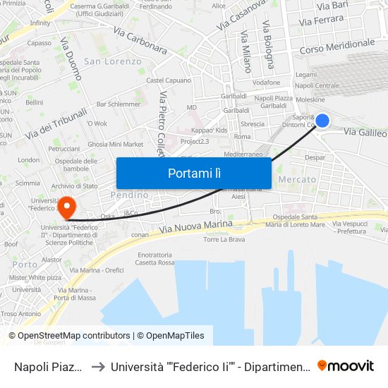 Napoli Piazza Garibaldi to Università ""Federico Ii"" - Dipartimento Di Scienze Politiche (Disp) map