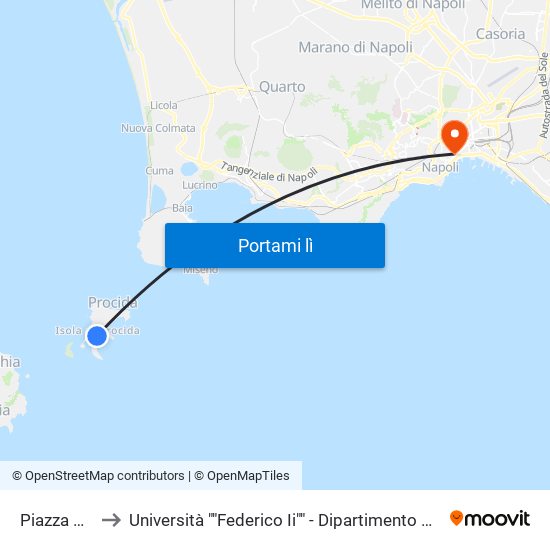 Piazza Centane to Università ""Federico Ii"" - Dipartimento Di Scienze Politiche (Disp) map