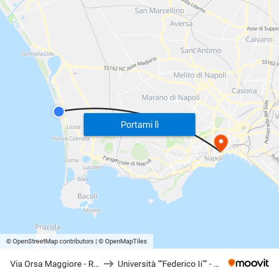 Via Orsa Maggiore - Rif. Villaggio Turistico Varca D'Oro to Università ""Federico Ii"" - Dipartimento Di Scienze Politiche (Disp) map