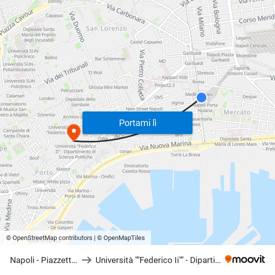Napoli - Piazzetta Circumvesuviana to Università ""Federico Ii"" - Dipartimento Di Scienze Politiche (Disp) map