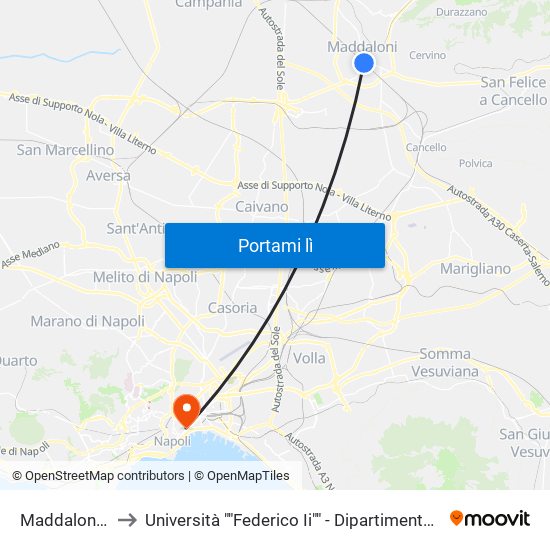 Maddaloni Inferiore to Università ""Federico Ii"" - Dipartimento Di Scienze Politiche (Disp) map