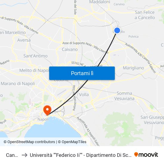 Cancello to Università ""Federico Ii"" - Dipartimento Di Scienze Politiche (Disp) map