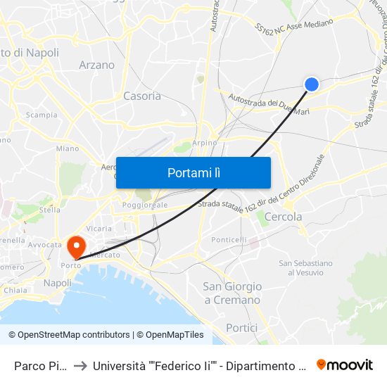 Parco Piemonte to Università ""Federico Ii"" - Dipartimento Di Scienze Politiche (Disp) map