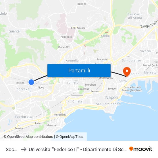 Soccavo to Università ""Federico Ii"" - Dipartimento Di Scienze Politiche (Disp) map