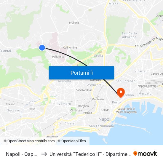 Napoli - Ospedale Monaldi to Università ""Federico Ii"" - Dipartimento Di Scienze Politiche (Disp) map