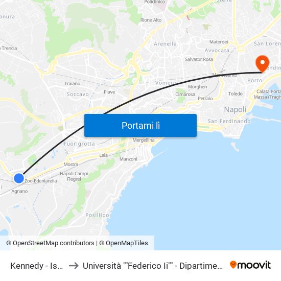 Kennedy - Ist. Magistrale to Università ""Federico Ii"" - Dipartimento Di Scienze Politiche (Disp) map