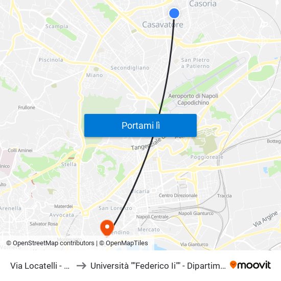 Via Locatelli - Rif. Civico N° 88 to Università ""Federico Ii"" - Dipartimento Di Scienze Politiche (Disp) map