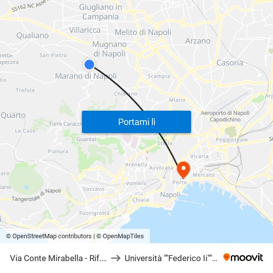 Via Conte Mirabella - Rif. P.Zza Umberto Civico N° 8 Alt. Club Napoli to Università ""Federico Ii"" - Dipartimento Di Scienze Politiche (Disp) map