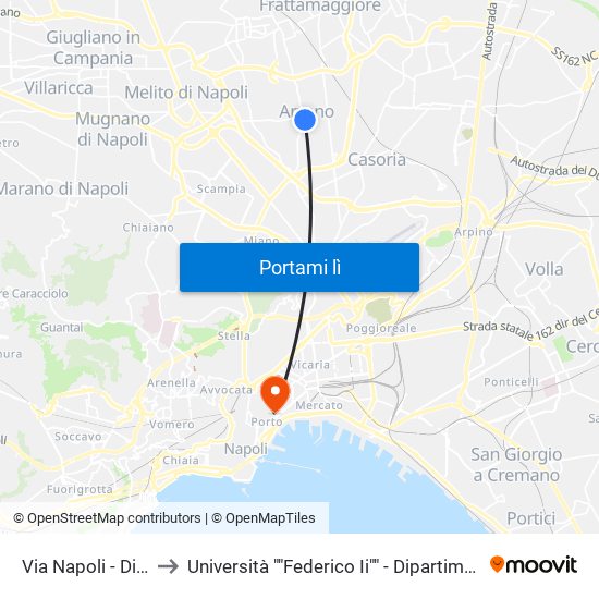 Via Napoli - Di Fronte Civ. 27 to Università ""Federico Ii"" - Dipartimento Di Scienze Politiche (Disp) map