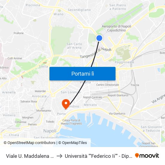 Viale U. Maddalena - Rif. Caserma Aeronautica to Università ""Federico Ii"" - Dipartimento Di Scienze Politiche (Disp) map