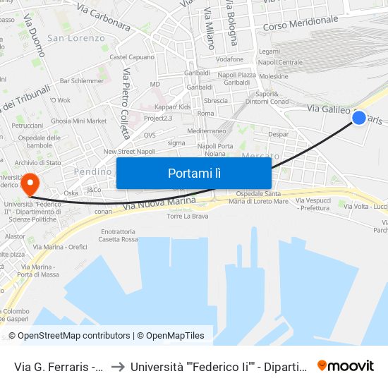 Via G. Ferraris - Rif. Deposito Eav to Università ""Federico Ii"" - Dipartimento Di Scienze Politiche (Disp) map