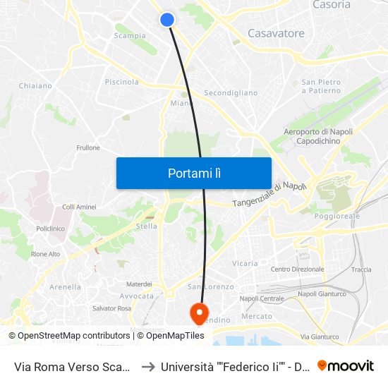 Via Roma Verso Scampia - Rif. Di Fronte Civico N° 56 to Università ""Federico Ii"" - Dipartimento Di Scienze Politiche (Disp) map