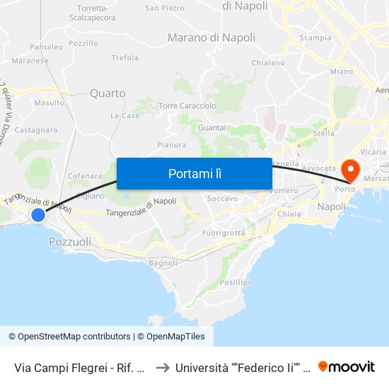 Via Campi Flegrei - Rif. Di Fronte Olivetti Di Fronte Palina N° 3546 to Università ""Federico Ii"" - Dipartimento Di Scienze Politiche (Disp) map