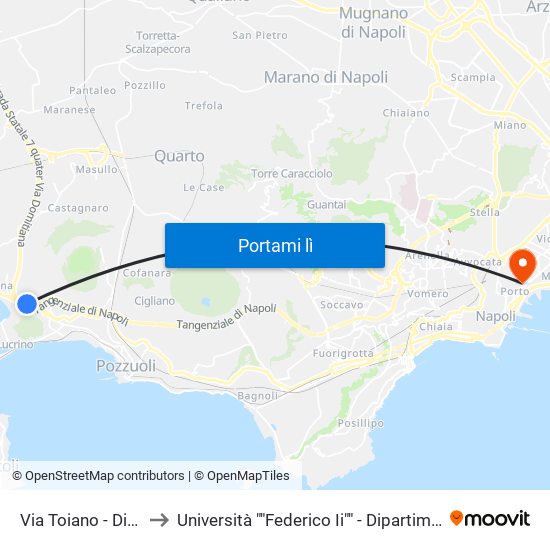 Via Toiano - Di Fronte Damiani to Università ""Federico Ii"" - Dipartimento Di Scienze Politiche (Disp) map