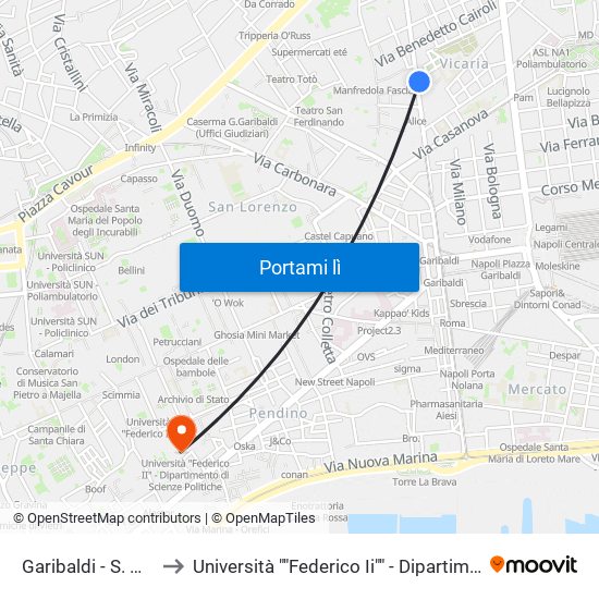 Garibaldi - S. Maria Della Fede to Università ""Federico Ii"" - Dipartimento Di Scienze Politiche (Disp) map