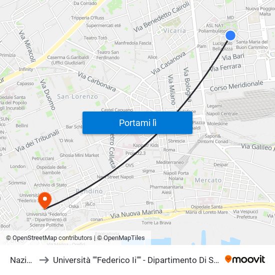 Nazionale to Università ""Federico Ii"" - Dipartimento Di Scienze Politiche (Disp) map