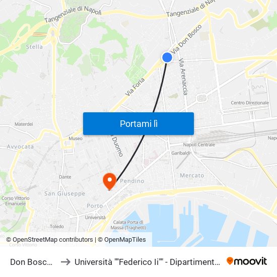 Don Bosco - Carlo III to Università ""Federico Ii"" - Dipartimento Di Scienze Politiche (Disp) map