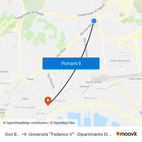 Don Bosco to Università ""Federico Ii"" - Dipartimento Di Scienze Politiche (Disp) map