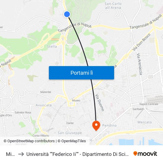 Miano to Università ""Federico Ii"" - Dipartimento Di Scienze Politiche (Disp) map